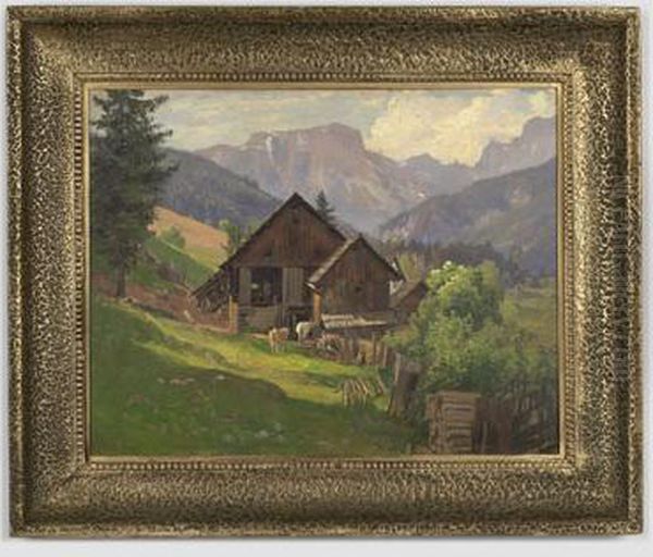 Bauernhof Bei Aflenz Oil Painting by Georg Holub