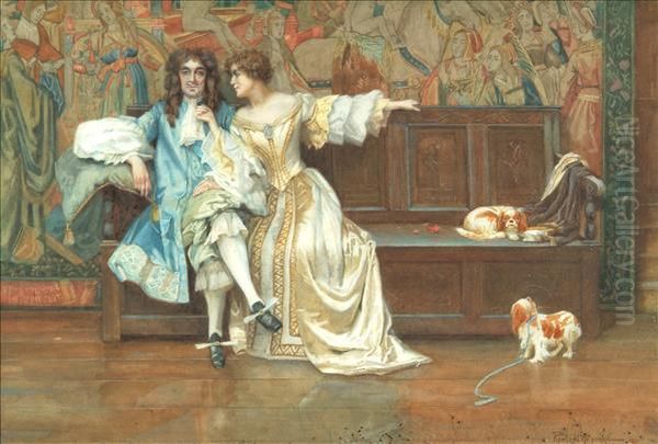 Charles Ii And Nell Gwynne Oil Painting by Rowland Holyoake