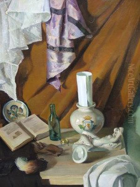 Still-life Of Bottle Oil Painting by Rowland Holyoake