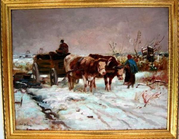 Beim Torffahren Im Winter Oil Painting by Johann Daniel Holz