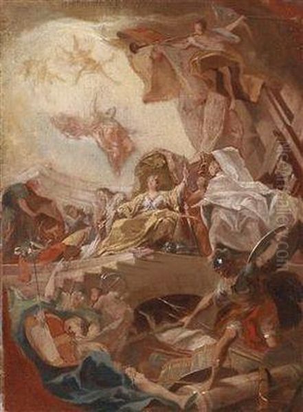 Allegorical Apotheosis Of A Princely Dynasty Oil Painting by Johann Evangelist Holzer