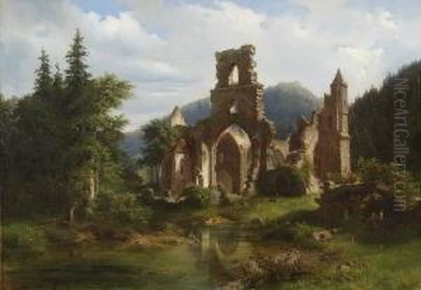 Klosterruine Allerheiligen Im
 Schwarzwald. Oil Painting by Rudolf Holzhalb