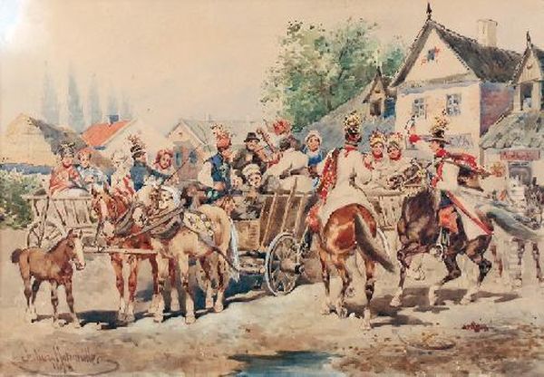 Wesele Krakowskie Oil Painting by Juliusz Holzmutller