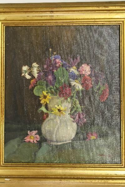 Bloemen In Witte Kan Oil Painting by Dirk Homburg