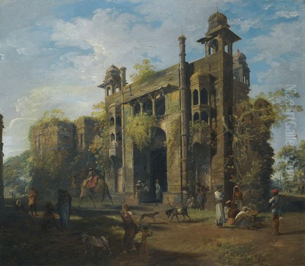 View Of The Gate Of The Lal Bagh, Dacca Oil Painting by Robert Home