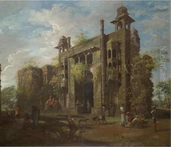 View Of The Gate Of The Lal Bagh Oil Painting by Robert Home