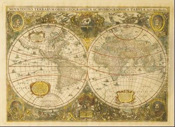 Nova Totivs Terrarum Orbis Geographica Ac Hydrographica Tabvla Oil Painting by Hendrick Ii Hondius