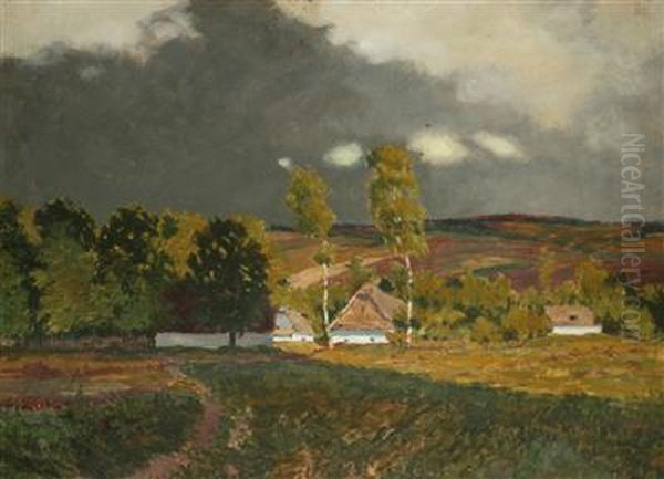 Landschaft Mit Landhauschen Oil Painting by Jan Honsa