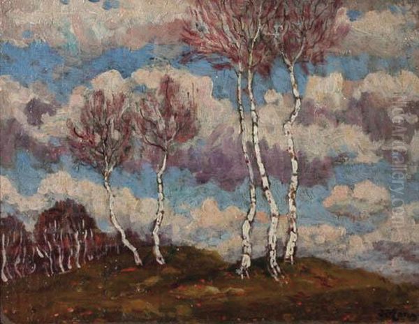 Birch Trees Oil Painting by Jan Honsa