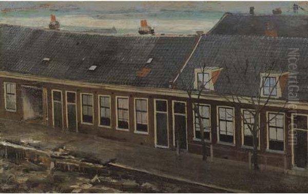 Vondelkade A Amsterdam Au Crepuscule Oil Painting by Cornelis Gerardus 'T Hooft