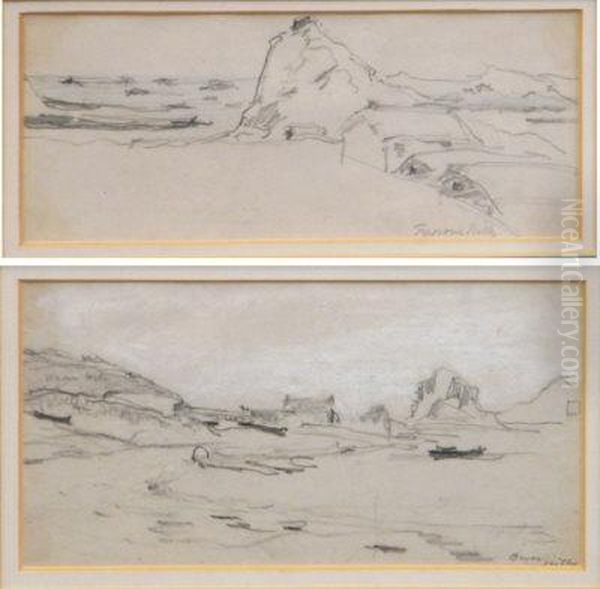 Two Isles Of Scilly Sketches. Oil Painting by James Clark Hook