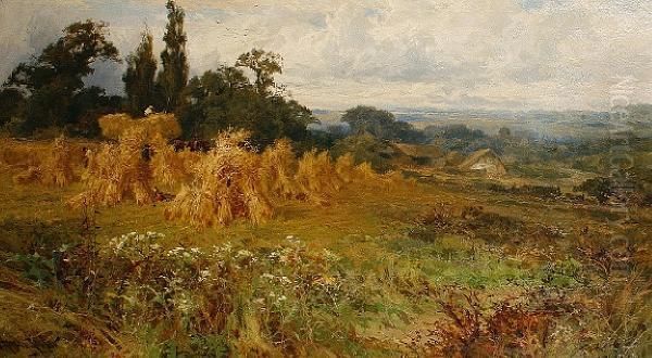 Harvest Time, Near Godalming, Surrey Oil Painting by John Horace Hooper