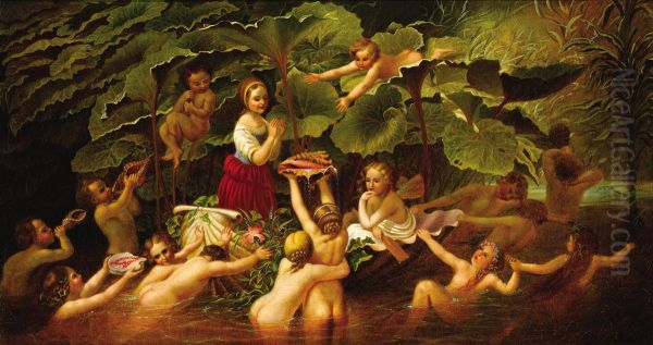 Maiden And Fairies Oil Painting by James Hope