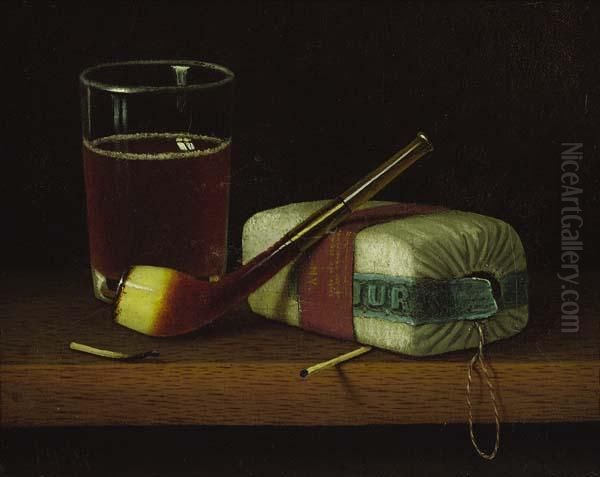 Still Life With Pipe And Glass Of Ale Oil Painting by Thomas H. Hope