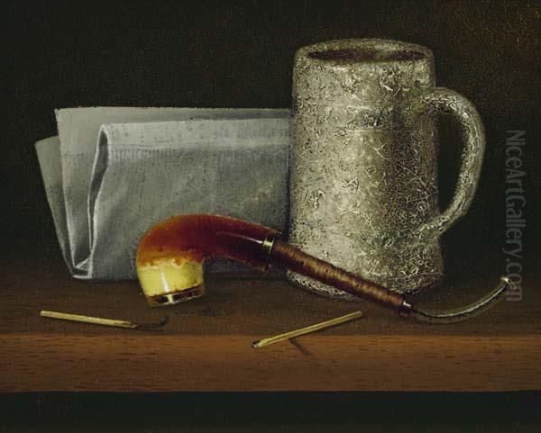 Still Life With Pipe Oil Painting by Thomas H. Hope