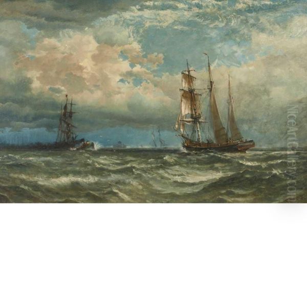 Shipping On Lake Michigan Oil Painting by Robert B. Hopkin