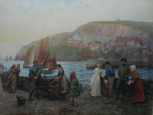 'saturday Evening On The Quay' - Whitby Oil Painting by Arthur Hopkins