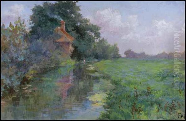 Cottage By The River Oil Painting by Frances Ann Hopkins