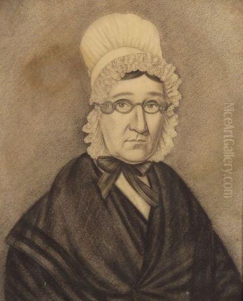 Portrait Of A Woman Wearing A Bonnet And Spectacles. Oil Painting by Milton William Hopkins