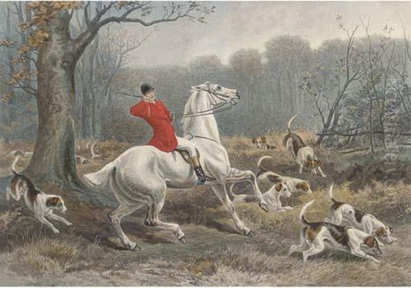 Fore's Hunting Incidents Oil Painting by William H. Hopkins