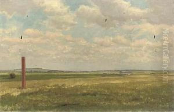 The Rowley Mile, Newmarket Oil Painting by William H. Hopkins