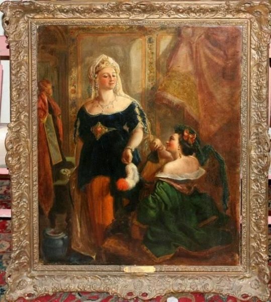 Women In A Dressing Room Oil Painting by Edward William John Hopley