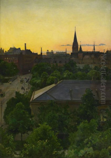 Utsikt Over Malmo Oil Painting by Bruno Hoppe