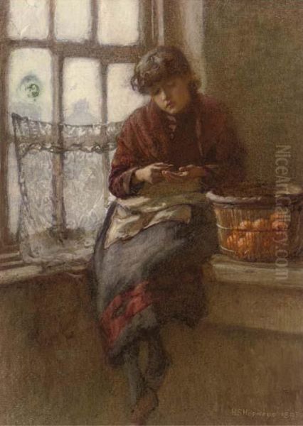 The Orange Seller Oil Painting by Henry Silkstone Hopwood