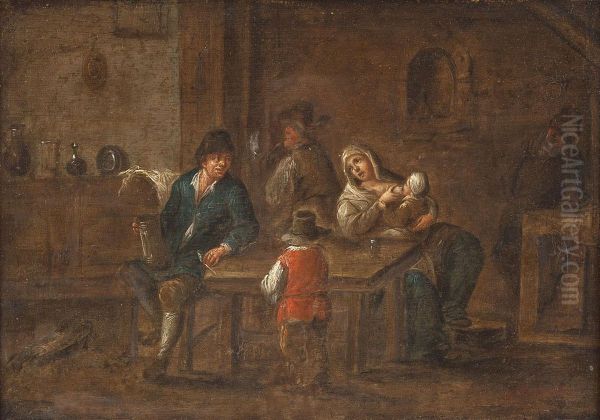 Wirtshausszene Mit Landvolk Und Stillende Mutter Oil Painting by Jan Jozef, the Younger Horemans