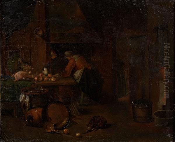 Scene De Cuisine Oil Painting by Jan Josef, the Elder Horemans