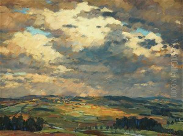 Before A Storm Over Rokytnice Oil Painting by Frantisek Horky