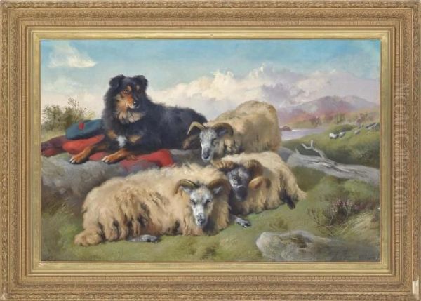 Guarding The Flock Oil Painting by George W. Horlor