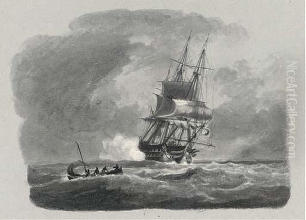 Dismasted Frigate In Heavy Seas Oil Painting by Thomas L. Hornbrook