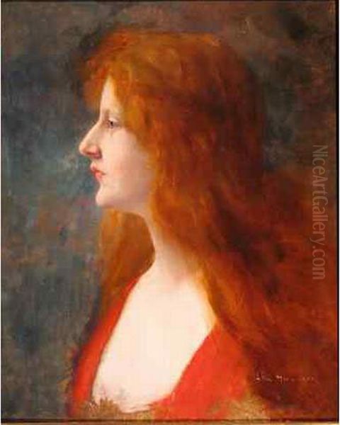 Portrait De Jeune Femme Oil Painting by Leon Hornecker