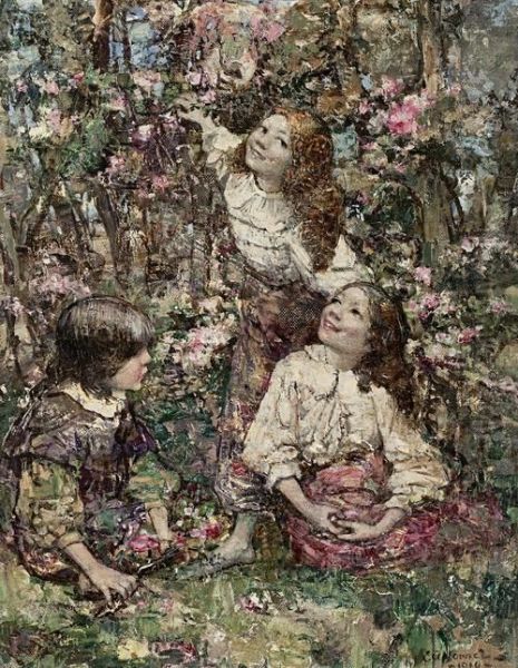 Picking Blossom Oil Painting by Edward Atkinson Hornel