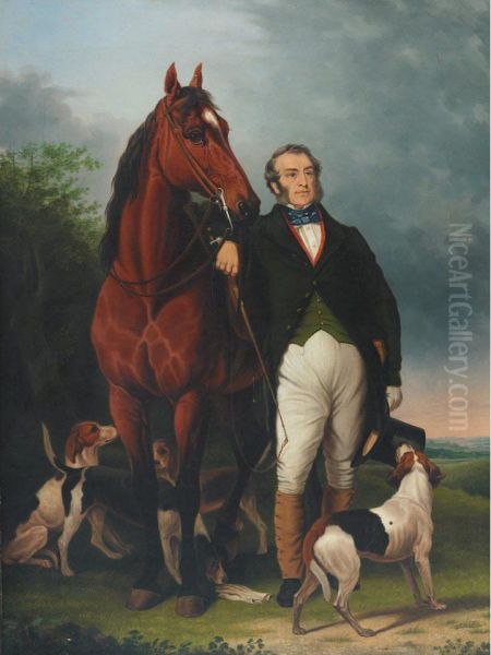 The Earl Of Sefton With Hounds Oil Painting by George Christopher Horner