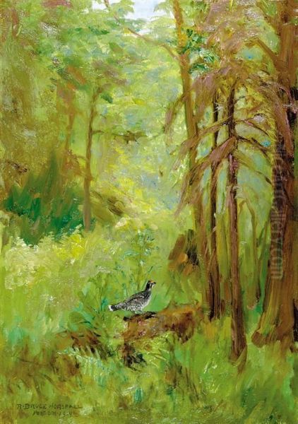 Spruce Grouse Oil Painting by Robert Bruce Horsfall