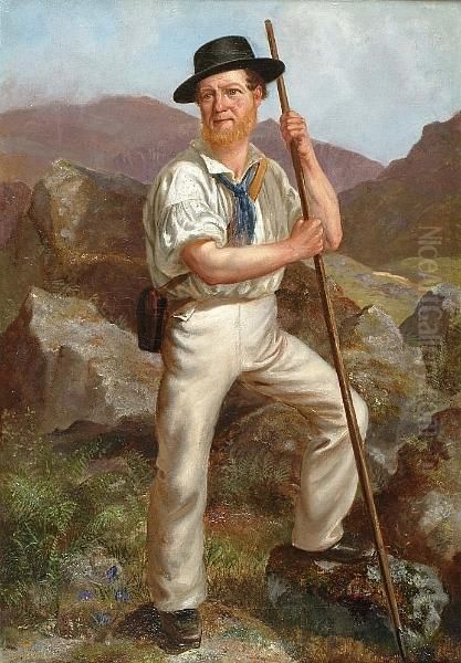 A Mountain Guide Oil Painting by A.J. Horsford