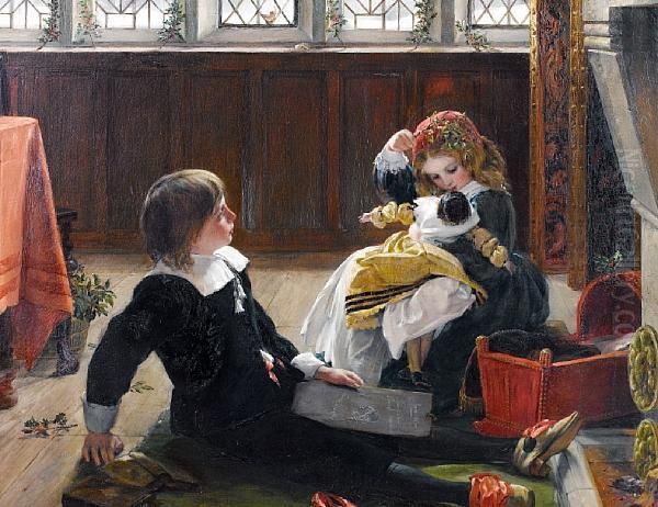 Under The Mistletoe Oil Painting by John Callcott Horsley