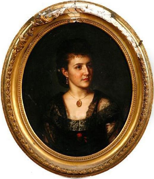 A Portrait Of A Lady Oil Painting by Ludwig Horst