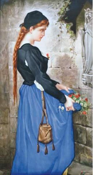 Marguerite Offrant Des Fleurs A La Vierge Oil Painting by Richard Hortense