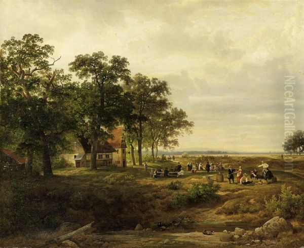 Tavern In The Forest Oil Painting by August Horter