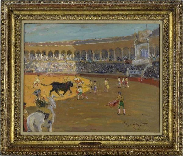 Bull Fight In Seville Oil Painting by William Samuel Horton