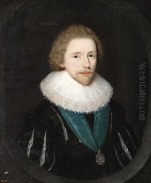 Portrait Of Robert Carr, Earl Of Somerset (1585-1645) Oil Painting by John Hoskins