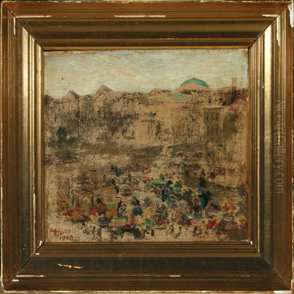 From A Marketplace Inrome Oil Painting by Marianne Host