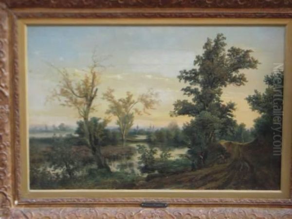 Paysage Aux Voyageurs Pres De La Riviere Oil Painting by Edouard Jean Marie Hostein