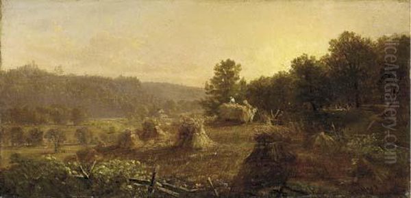 Harvest Scene Oil Painting by Thomas Hiram Hotchkiss