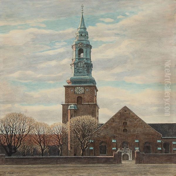 St. Petri Church, Copenhagen. Oil Painting by Axel Hou