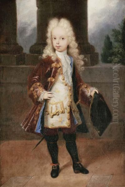 Portrait Of A Young Gentleman, Full-length, Said To Be An Infante Of Spain Oil Painting by Michel-Ange Houasse