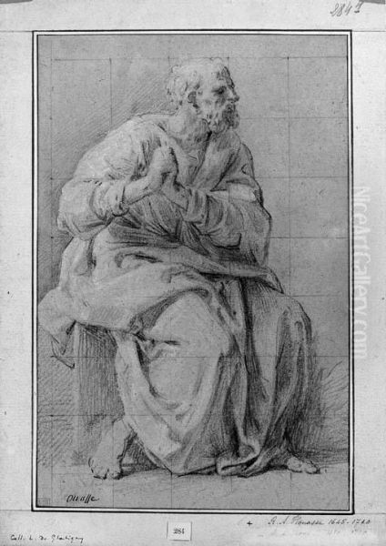 Saint Joseph Seated, Looking To The Right, His Hands Clasped Oil Painting by Michel-Ange Houasse